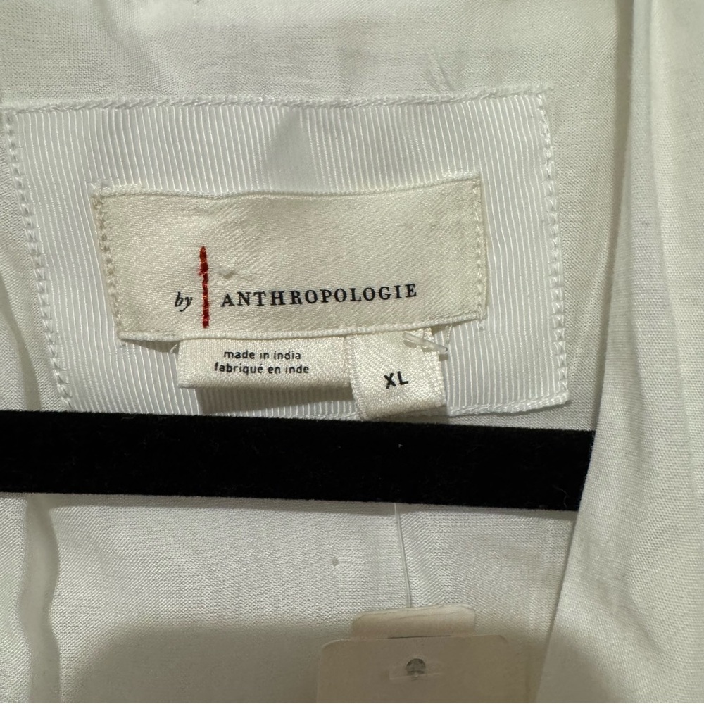 Anthropologie The Tommie Cap Sleeve Smocked Front Zip Shirt Dress in White - Picture 8 of 14